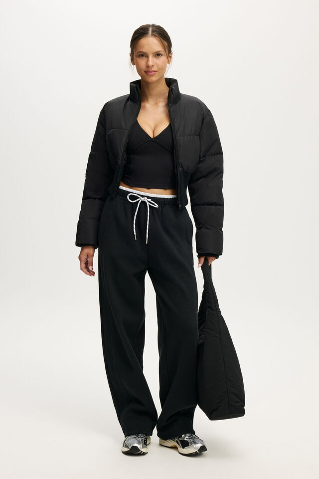 The Mother Puffer Contour Jacket, BLACK