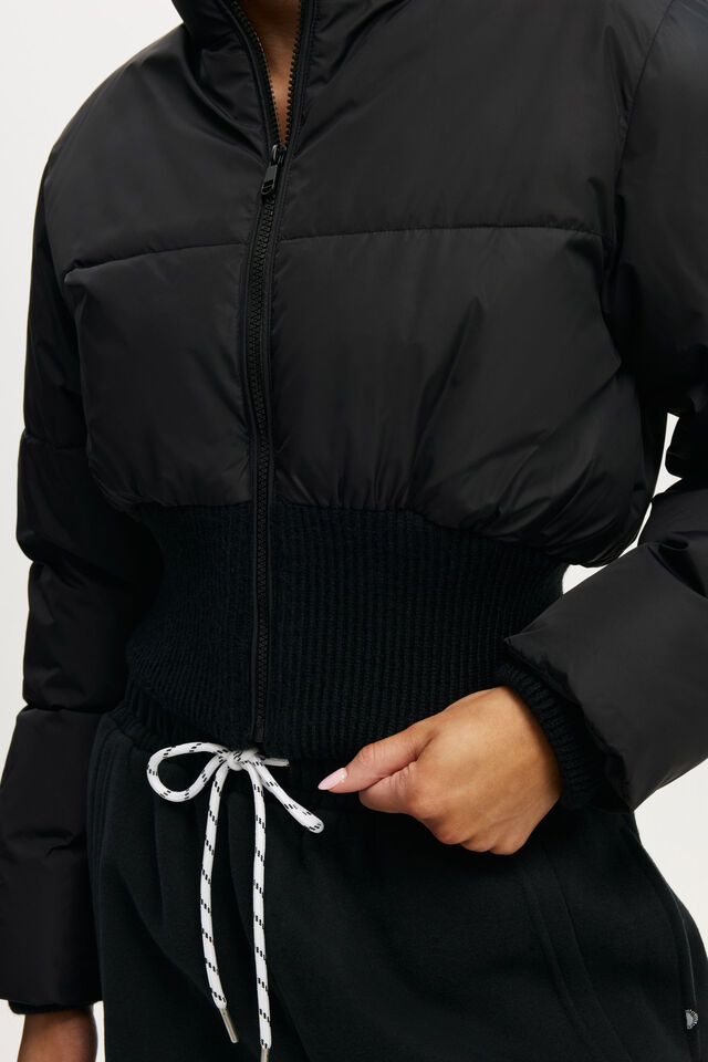 The Mother Puffer Contour Jacket, BLACK