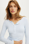 Super Soft Boat Neck Henley Long Sleeve, VIOLET BLUE - alternate image 2