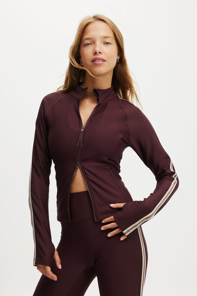 Fleece Lined Jacket, CHERRY RIPE/DEEP TAUPE
