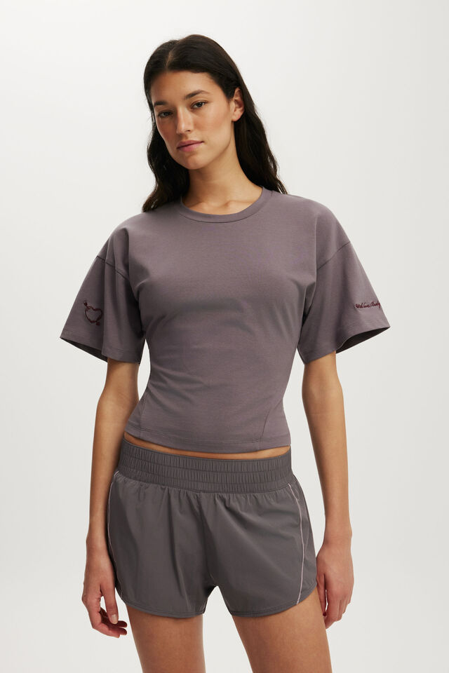 Active Graphic Hourglass Tee, VIOLET GREY