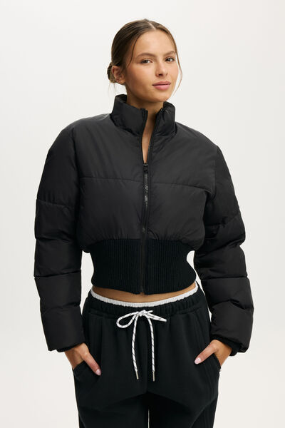 The Mother Puffer Contour Jacket, BLACK