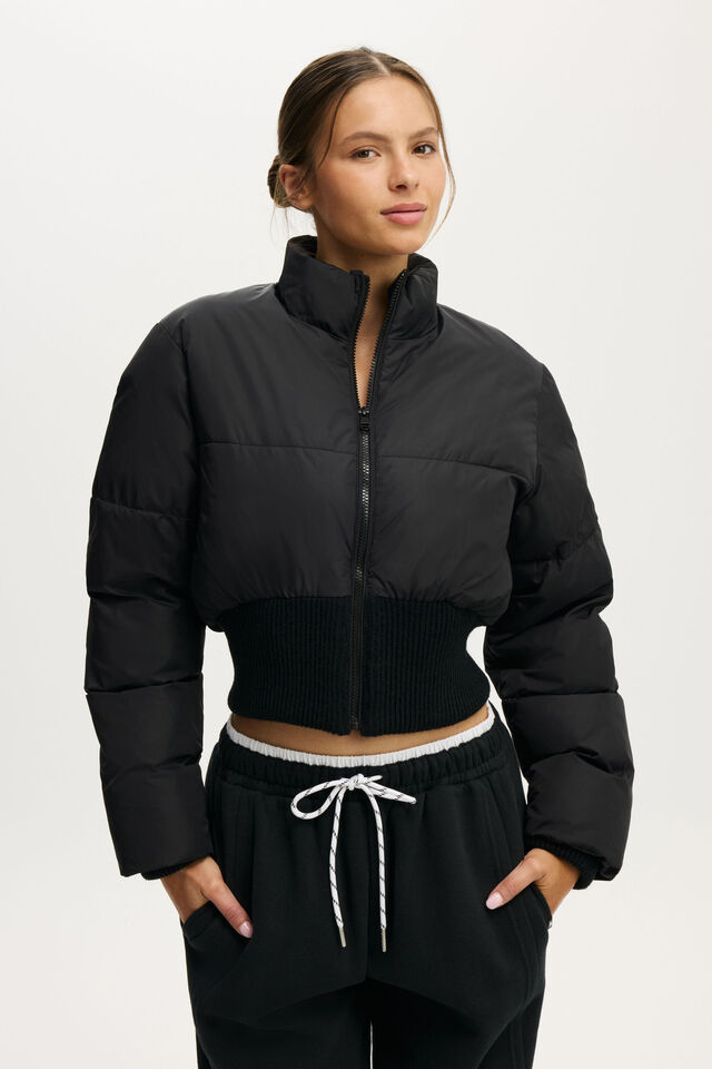 The Mother Puffer Contour Jacket, BLACK