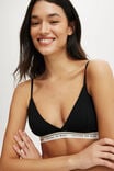 Branded Cotton Cross Over Bralette, BLACK - alternate image 5