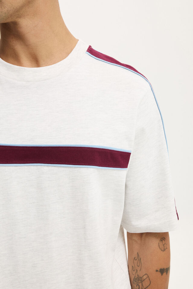 Cropped Fit Panel T-Shirt, WHITE MARLE CONTRAST