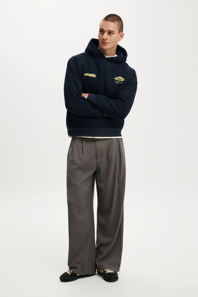 Moletom - Box Fit Graphic Hoodie, TRUE NAVY / UTOPIA