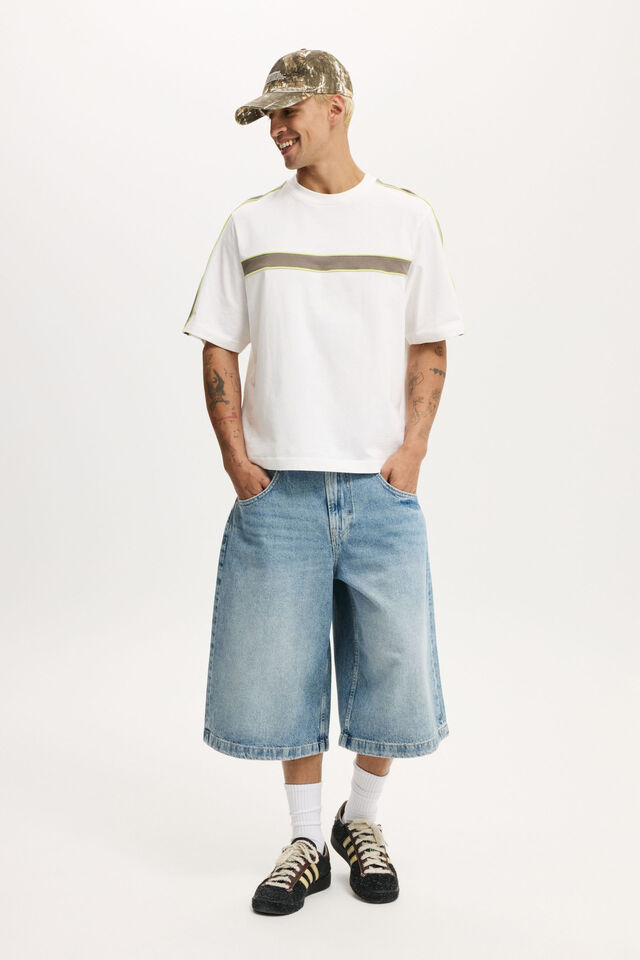 Cropped Fit Panel T-Shirt, VINTAGE WHITE CONTRAST