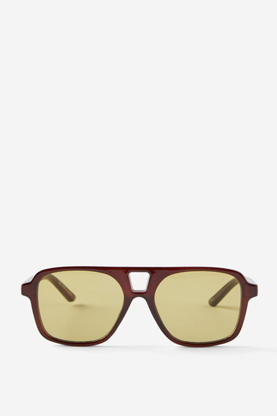 Peyton Aviator Sunglasses, BROWN/GREEN