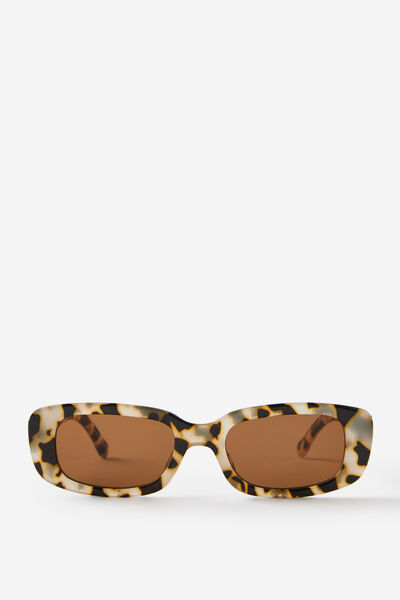 Abby Rectangle Sunglasses, LIGHT TORT