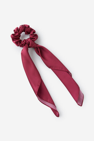 Scarf Bow Scrunchie, BERRY