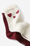 The Perfect Pair Lace Frill Sock 2Pk, PEARL HEARTS/SOUR CHERRY - alternate image 3