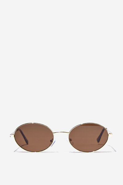 Lisa Metal Sunglasses, BROWN/GOLD