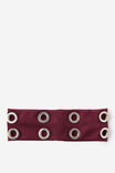 Soft Headband, BUGUNDY/SILVER EYELETS - alternate image 1
