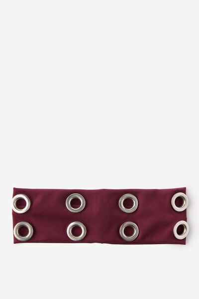 Soft Headband, BUGUNDY/SILVER EYELETS