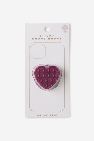 Sticky Phone Mount, HEART PHONE GRIP BERRY.