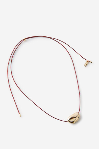 Cord Pendant Necklace, UP BURGUNDY MICRO MOLTEN