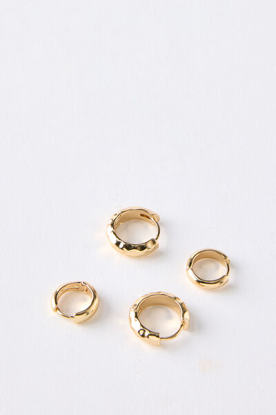 2Pk Mid Earring, UP GOLD MOLTEN HOOP