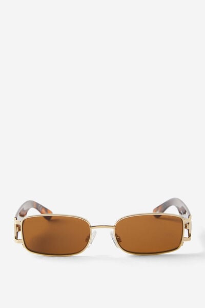 Harriet Metal Sunglasses, GOLD/TORT