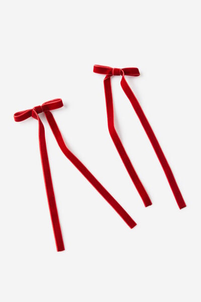 2Pk Harper Hair Bows, BERRY VELVET