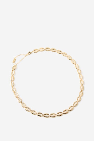 Beaded Necklace, UP GOLD COWRIE SHELL