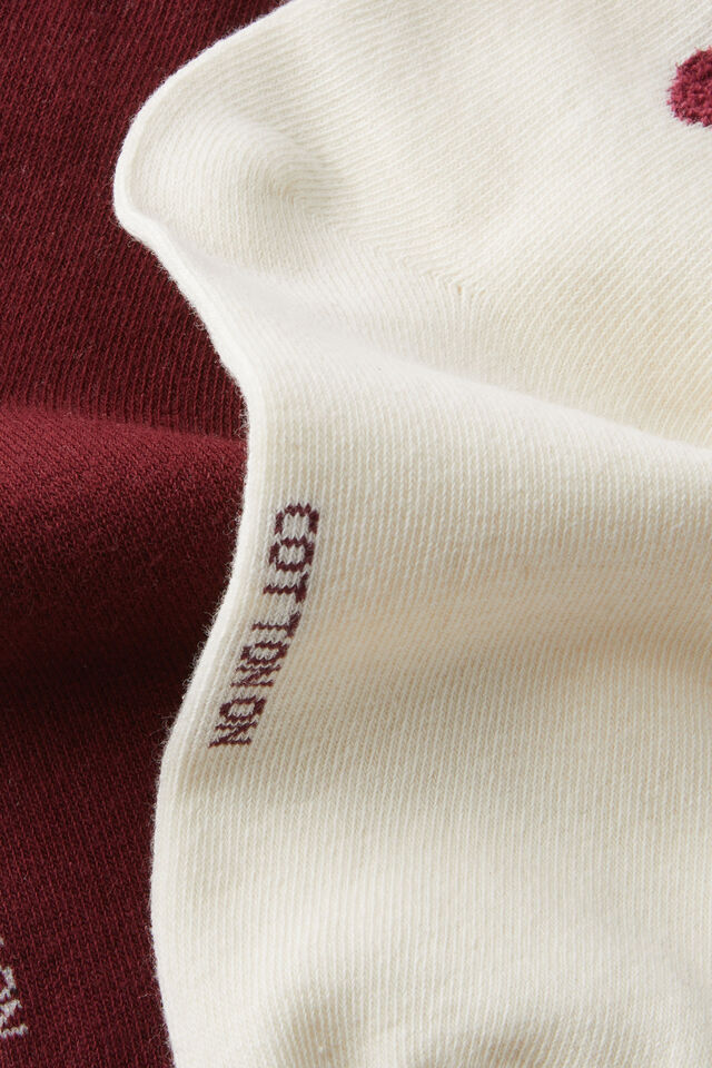 The Perfect Pair Lace Frill Sock 2Pk, PEARL HEARTS/SOUR CHERRY