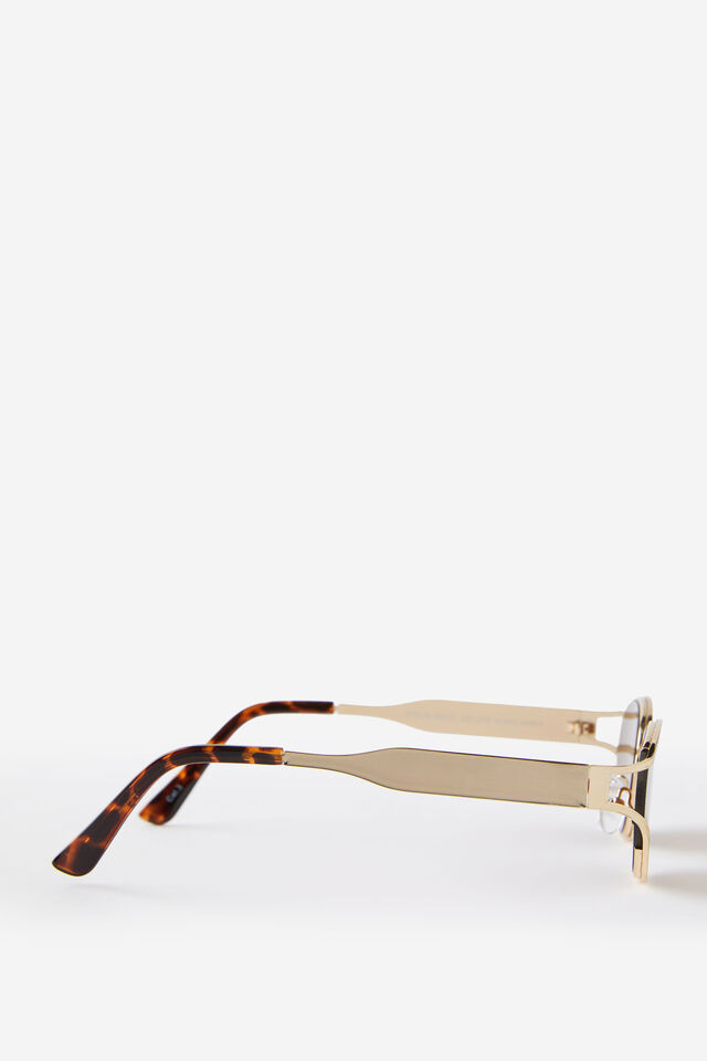 Stevie Metal Cat Eye Sunglasses, GOLD/BROWN