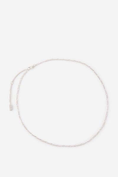 Fine Chain Necklace, SILVER PLATED FIGARO