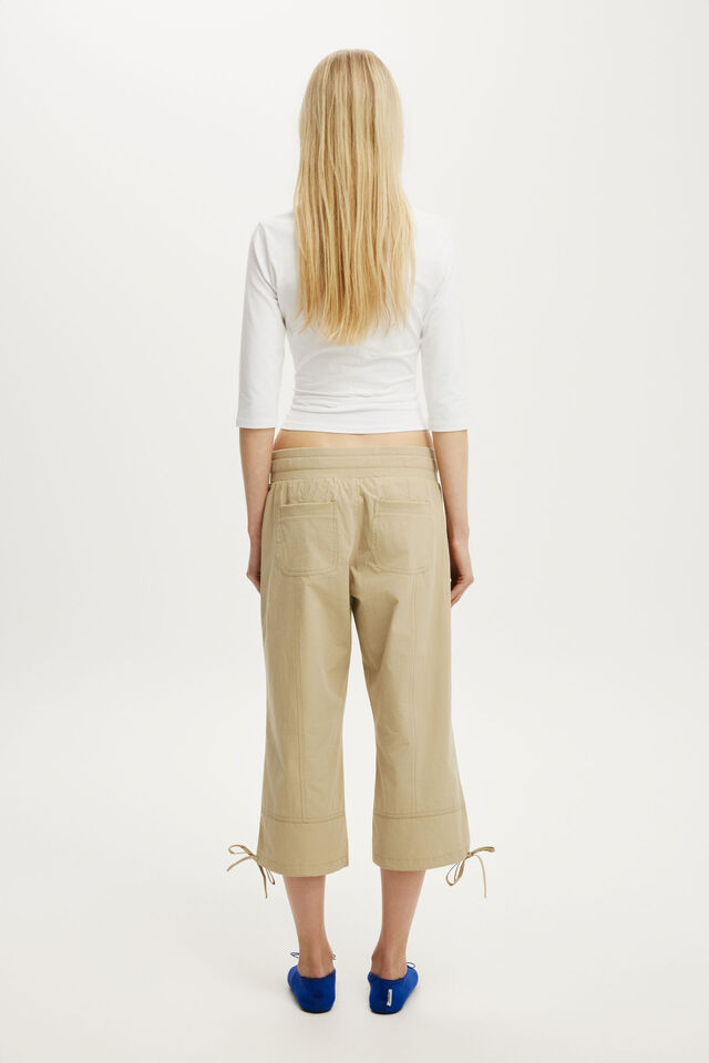 Utility Rib Waist Capri, SAND
