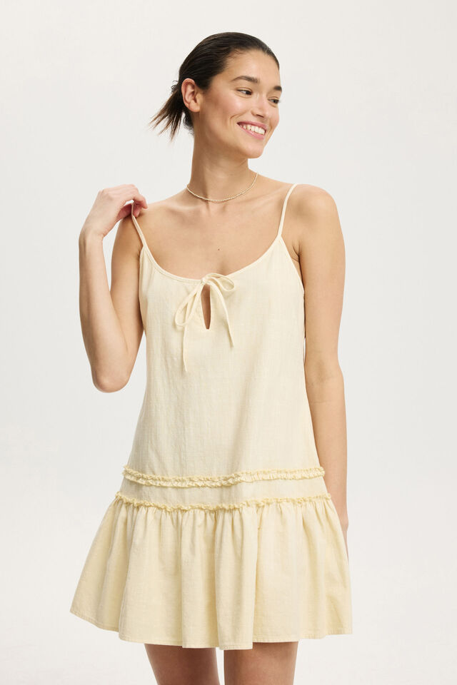 Hollie Strappy Mini Dress, VANILLA GLOW