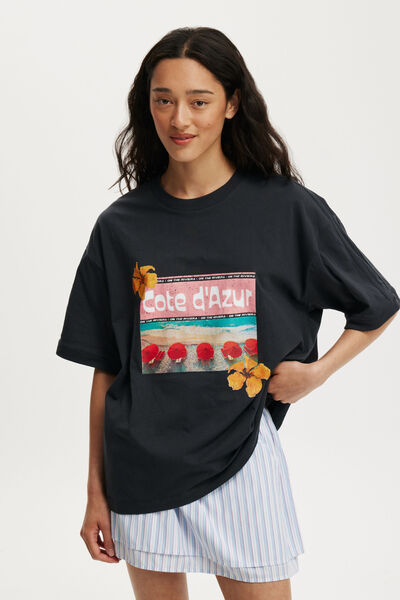 The Summer Graphic Tee, COTE D AZUR / WASHED BLACK