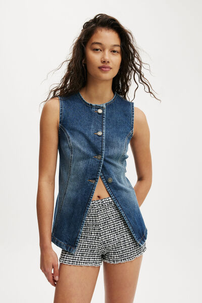 Sienna Denim Vest, RIVER BLUE