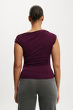 Georgie Off Shoulder Belt Short Sleeve, BLACKBERRY BELLE - alternate image 3